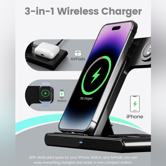 3-IN-1 Wireless Charger (Foldable) - Picture 2 of 10